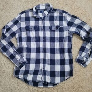 George Blue & White Buffalo Check Flannel Shirt - Men’s Medium